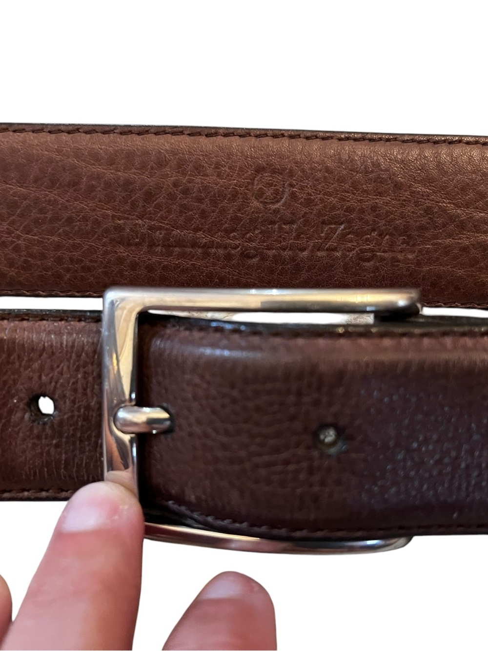 Ermenegildo Zegna Brown Pebbled Leather Belt 100/115 Made in Italy